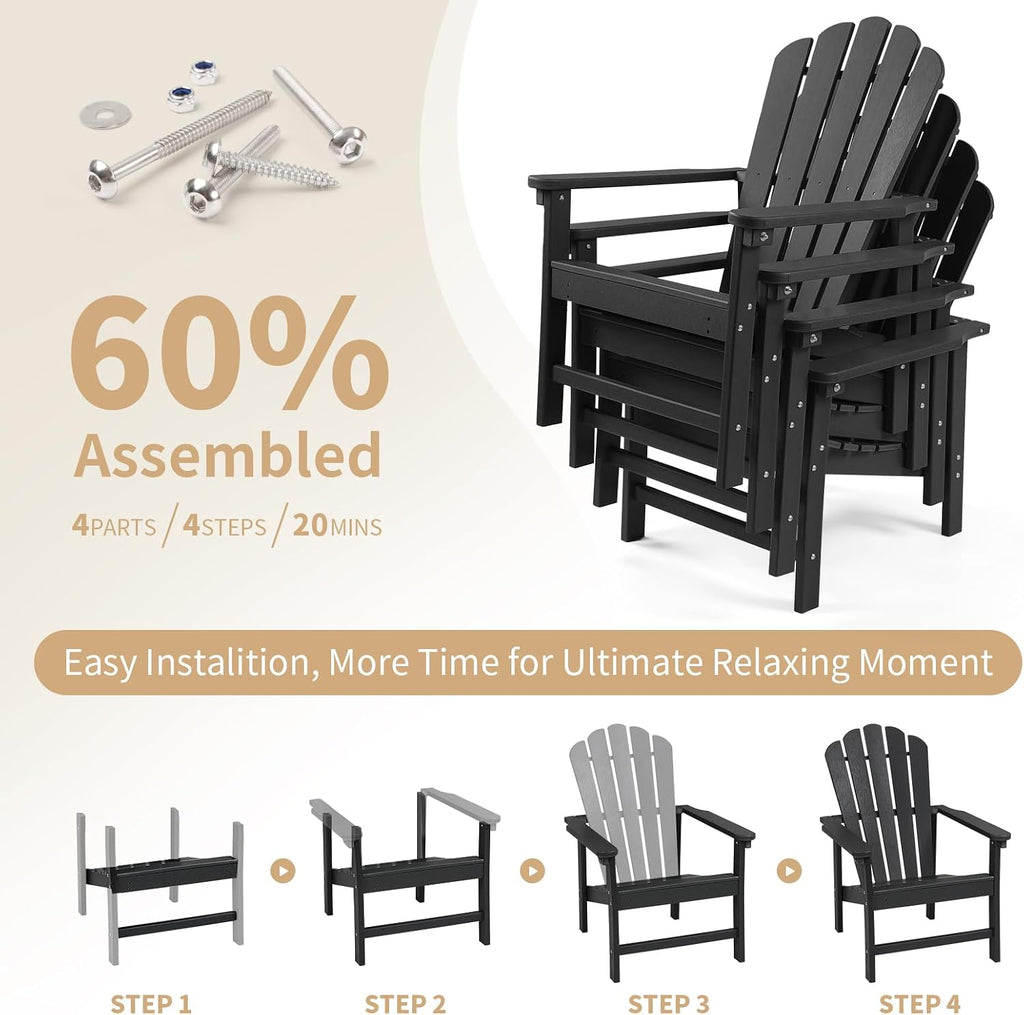 Oversized Stackable Adirondack Chair, HDPE All-Weather Fire Pit Chair