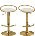 Bar Stools Set of 2, Adjustable Swivel Counter Stools with Upholstered Seat, PU Leather Counter Height Barstools for Bar, Kitchen Island, Dining Room, Gold