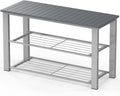 Simple Houseware Wooden Top Shoe Rack Bench for Entryway, Grey