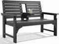 Outdoor Bench, HDPE 2-Person Garden Bench with Cup Holders