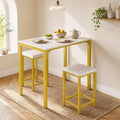 COSTWAY Dining Table Set, Counter Height Table & 2 Upholstered Stools