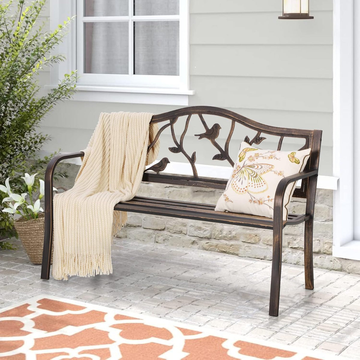 sophia & william 50 inches outdoor bench for shown in use