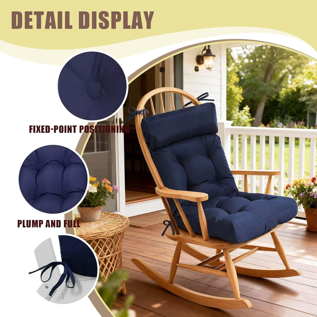 blue grey outdoor chair cushions for patio, side view