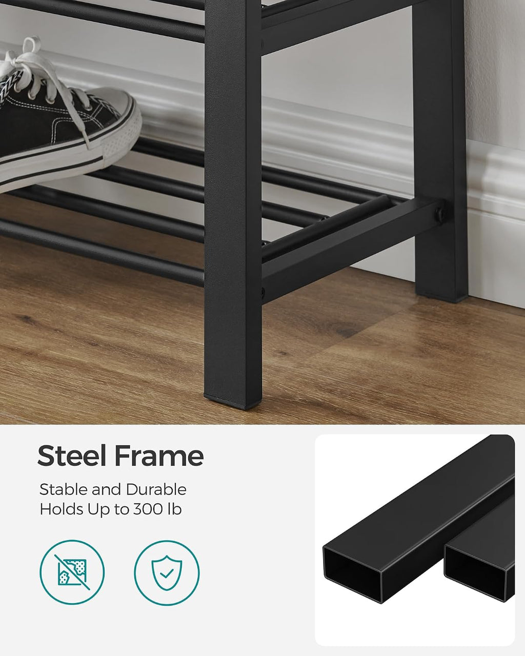 SONGMICS Shoe Bench, Storage Bench, Entryway Bench with Cushion