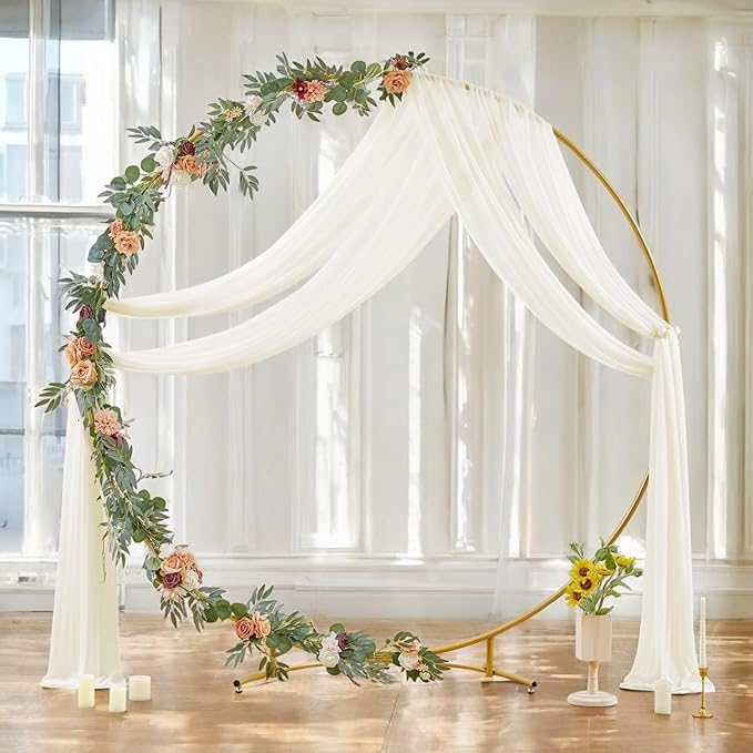 MDS Halloween Chiffon Draping Fabric - 2 Panel, 30" Wide x 30ft Long - Sheer Spooky Arbor & Canopy Drapery for Haunted House Backdrops, Party Ceilings, DIY Costumes & Themed Events - Ivory (Pack of 2)