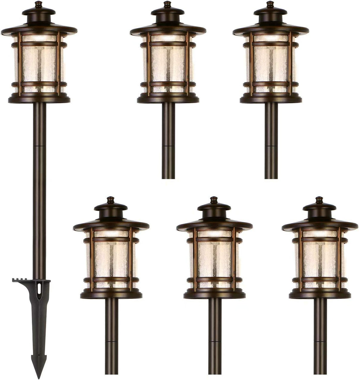 hykolity Low Voltage ORB LED Landscape Path Light with Crackled Glass Shade