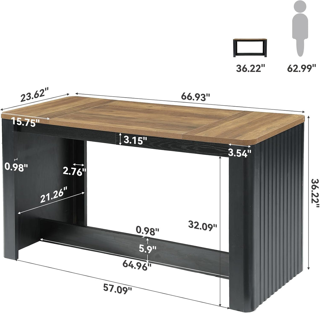 LITTLE TREE 67" Long Bar Table, Farmhouse Counter Height Pub Table