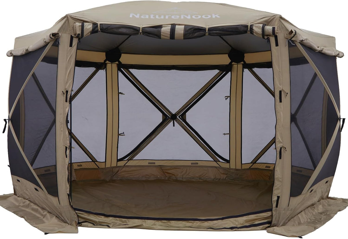 Canopy Pop up Canopy Gazebo Tent for Camping 12x12 FT Screen Tent Outdoor Shade Screen House with Ground Tarp Screen Room with Sidewalls Camping Gazebo with Awnings Waterproof Footprint