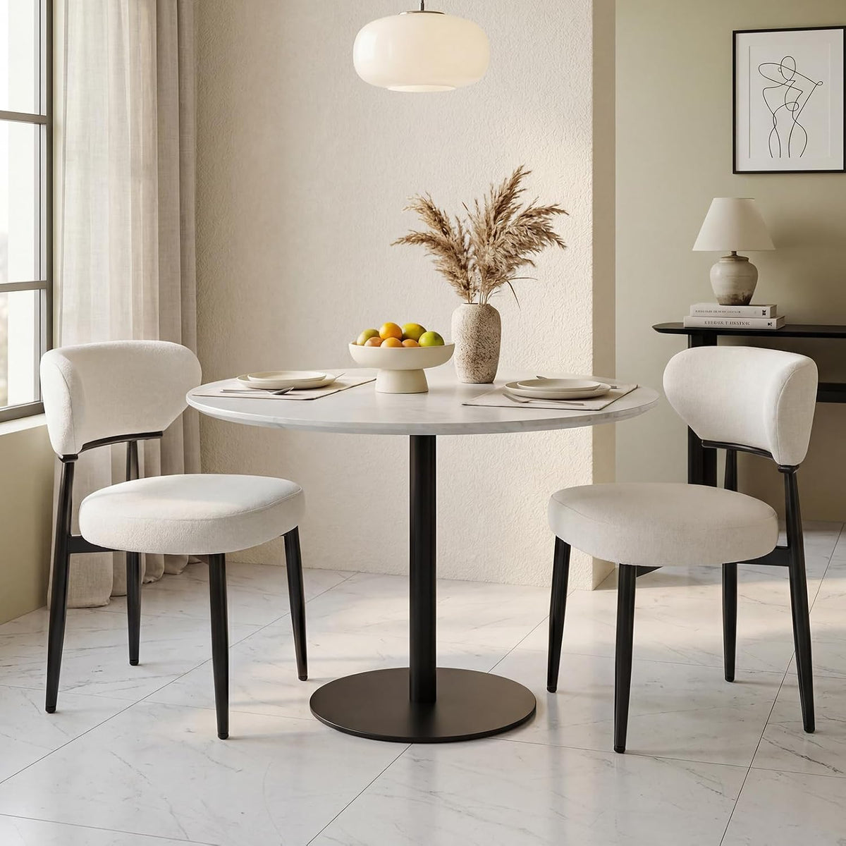 Dining Chairs Set of 2, Modern Upholstered Fabric Dining Chairs