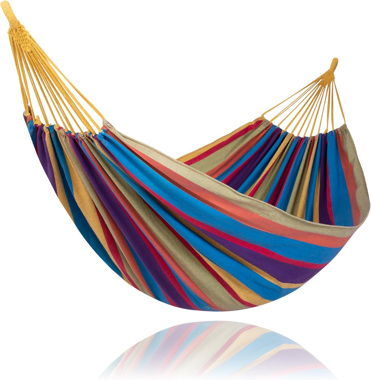SUNCREAT Outdoor Double Hammock, Portable Tree Colorful Hammock, Colorful Stripes