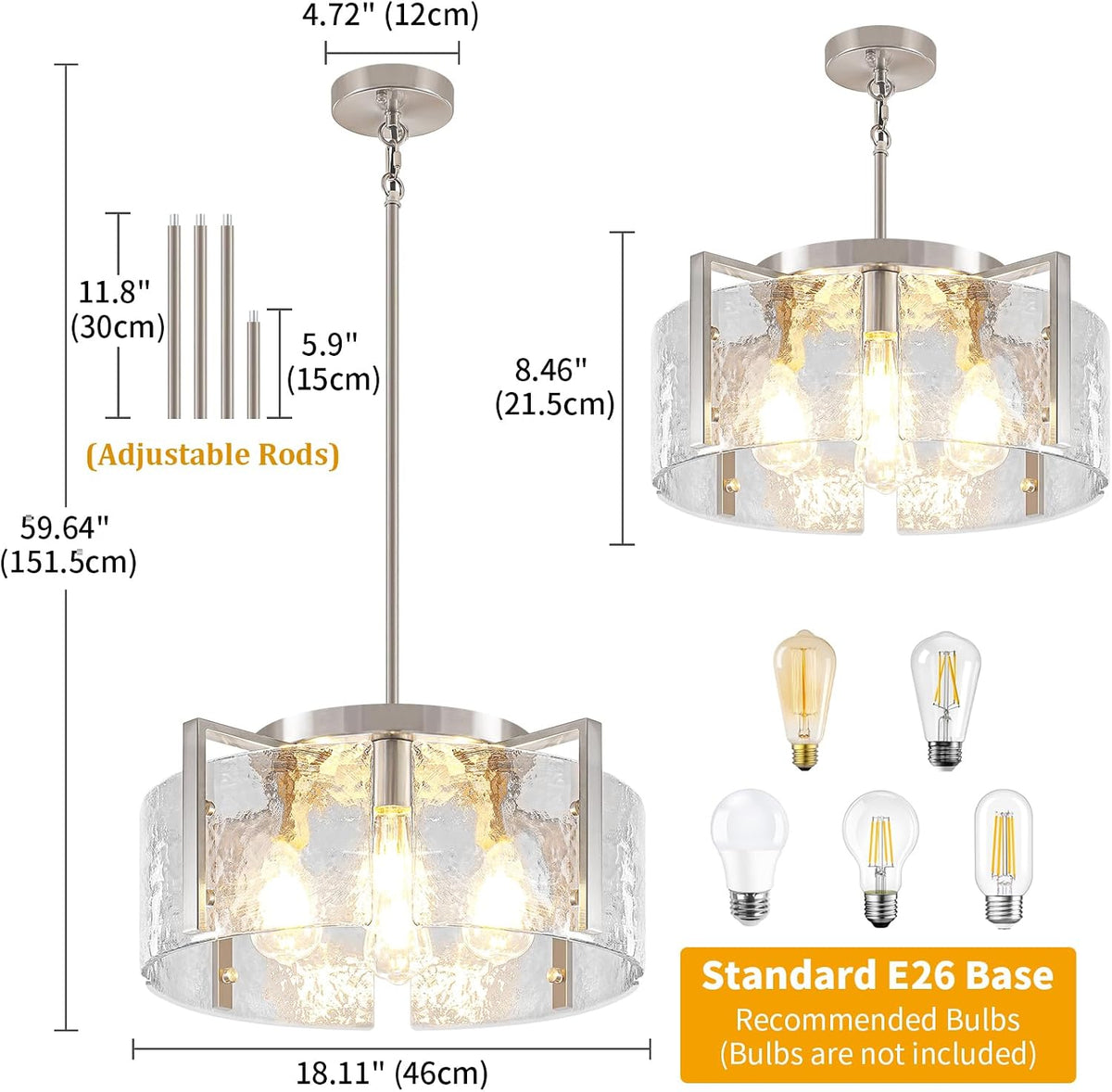 Modern Brushed Nickel Dining Room Light Fixture 4 Lights Chandeliers