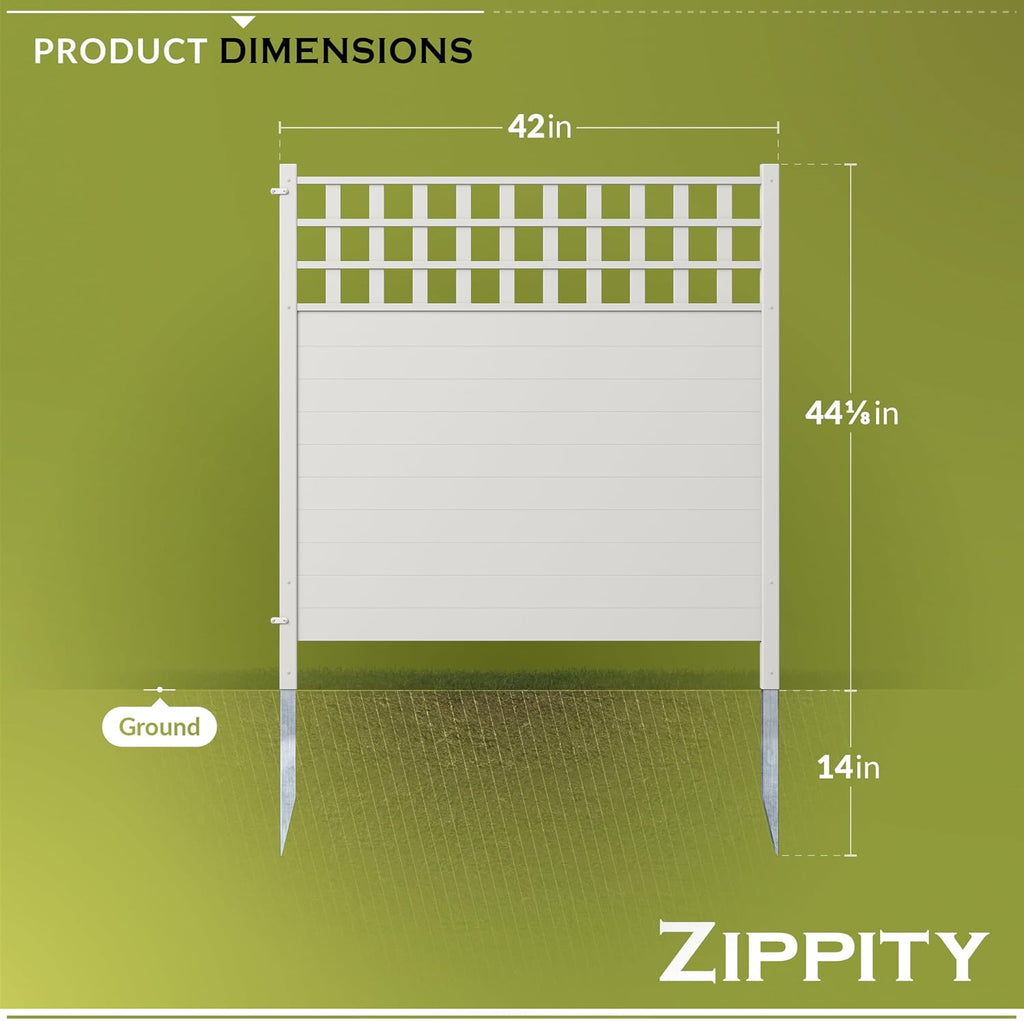 Zippity Keswick Privacy Screen and Fence, White Vinyl DIY No Dig Kit