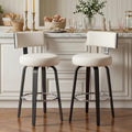 29" Bar Height Swivel Bar Stools Set of 2 with Back, White