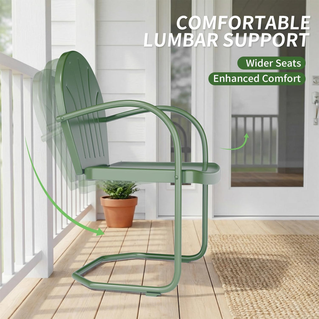 Outdoor 3-Piece Metal Bistro Set, Patio Conversation Set of 2,Green
