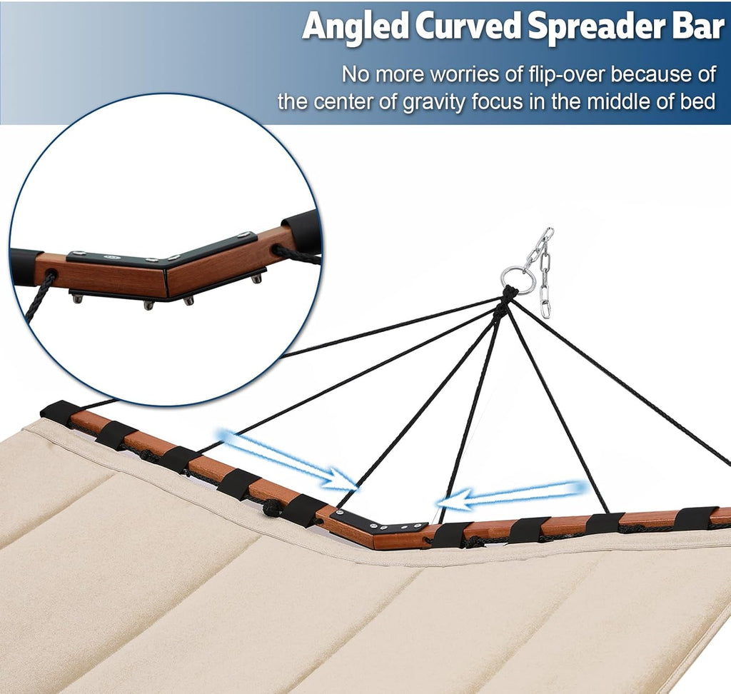 tegerdeger 12ft 2 person hammock with stand v-shape, side view