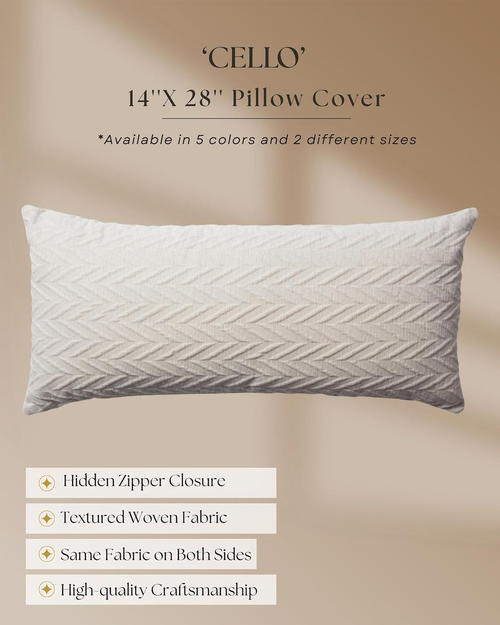 Throw Pillow Covers, Pack of 1 Cozy Soft and Comfortable Pillow Cases Acrylic Blend Cushion Covers for Sofas, Couches, Bed, Boho Home Décor, Cello, White 14x28 Inch