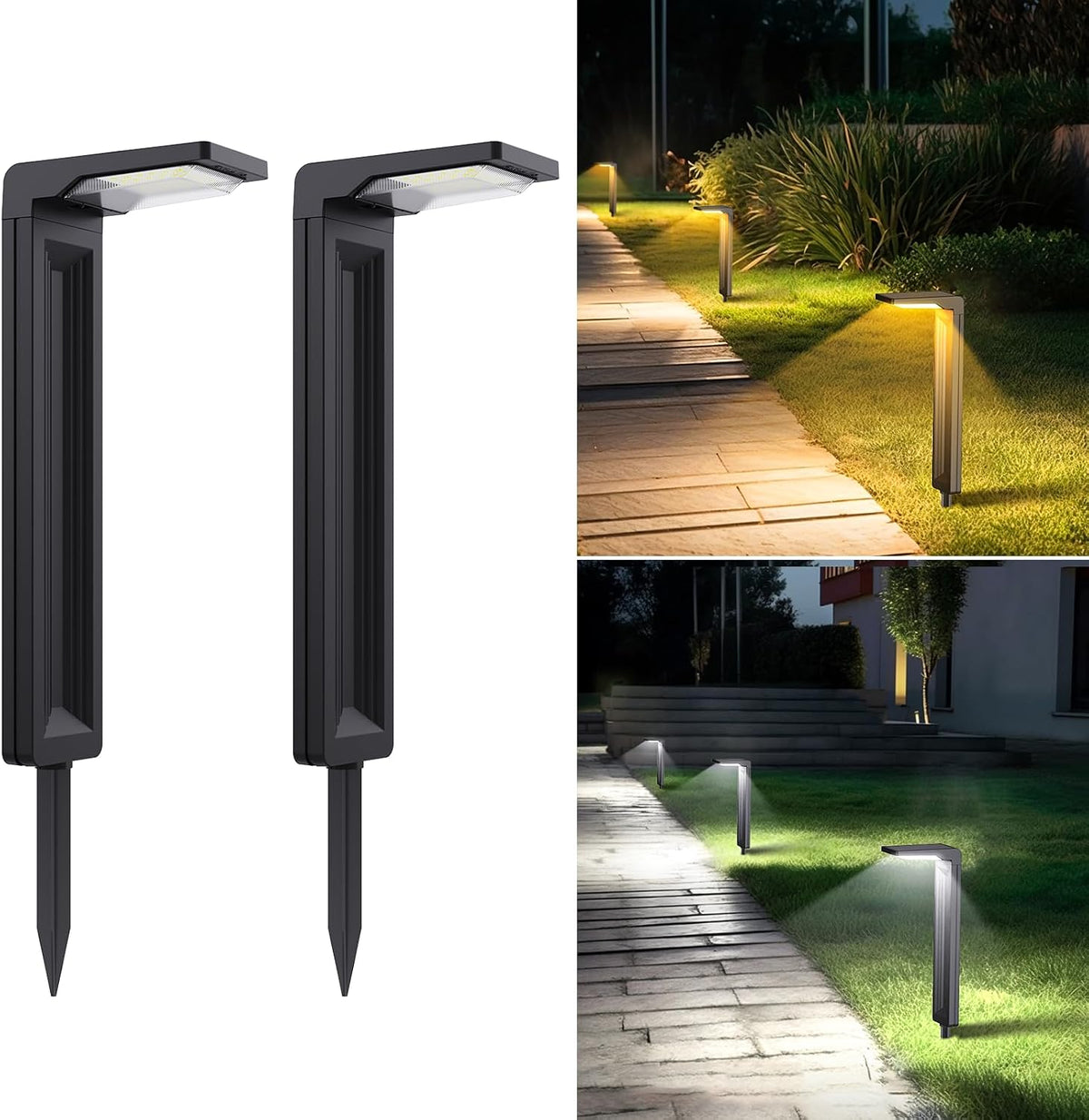 Sunvivo Elegant Solar Pathway Lights,2 Modes(Cool White/Warm White)-2Pack