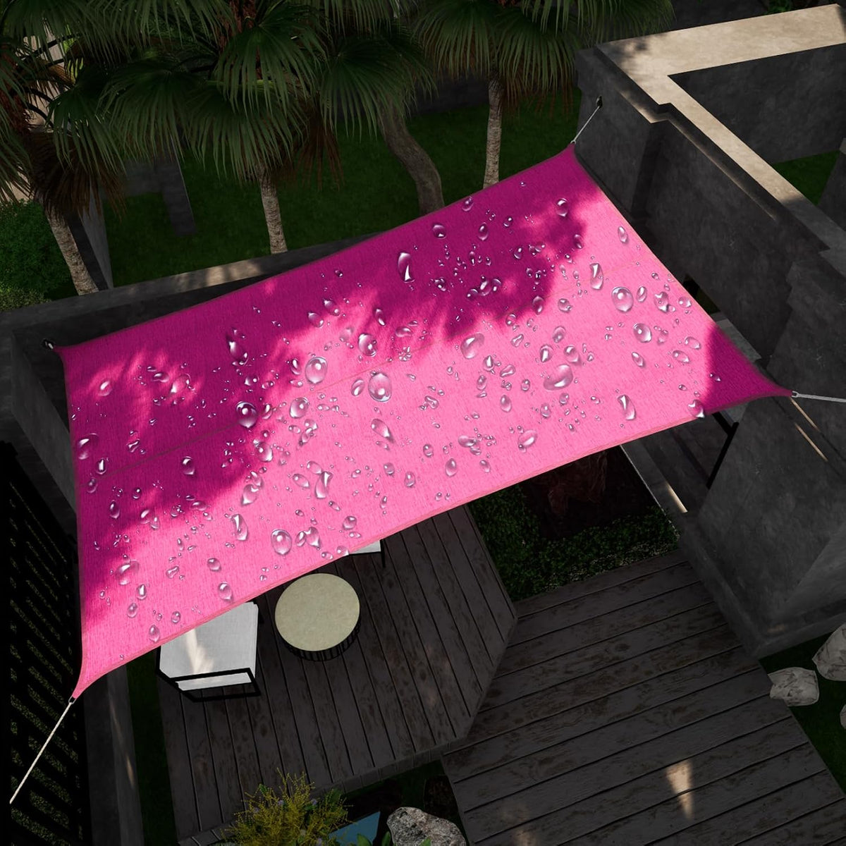 Waterproof Shade Sail 95% UV Rectangle 8'x10' Custom Rose Pink