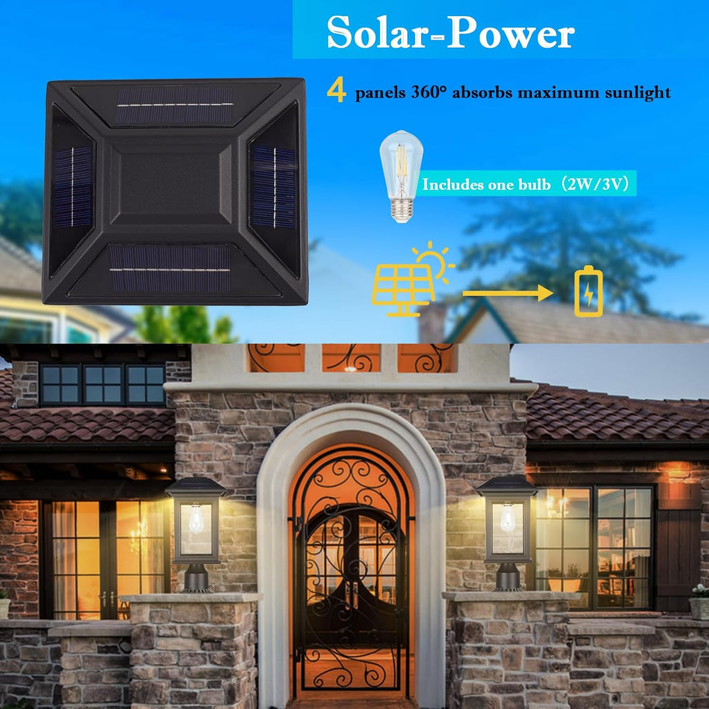 solar post lights outdoor, waterproof anti-rust black pole, package contents