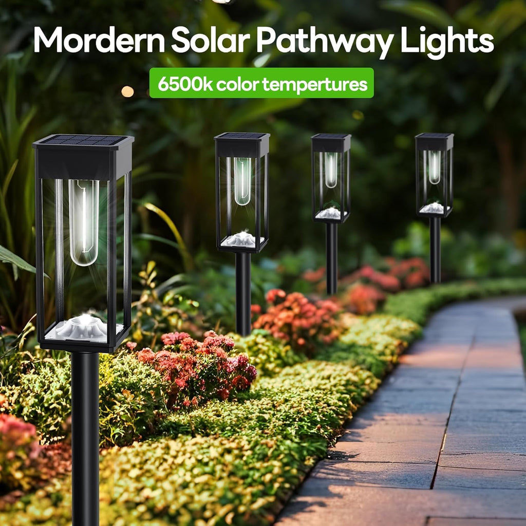 COXSENI Solar Path Lights Outdoor Waterproof 6500K Cool White, 6 Pack