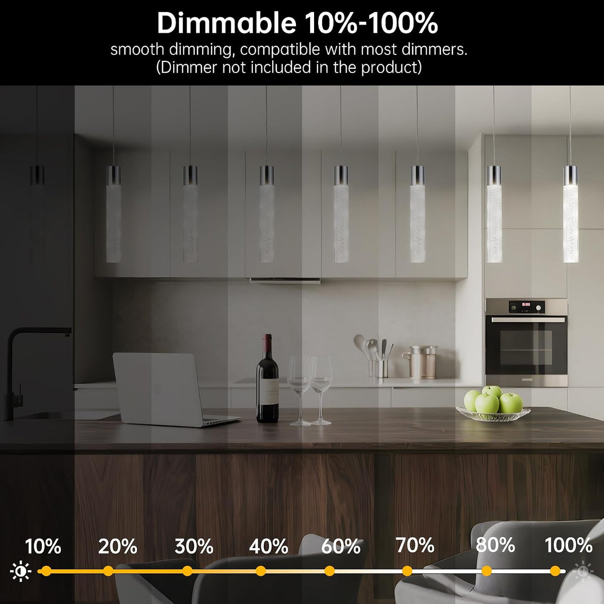 Modern LED Pendant Lights Kitchen Island Lighting,3 Pack