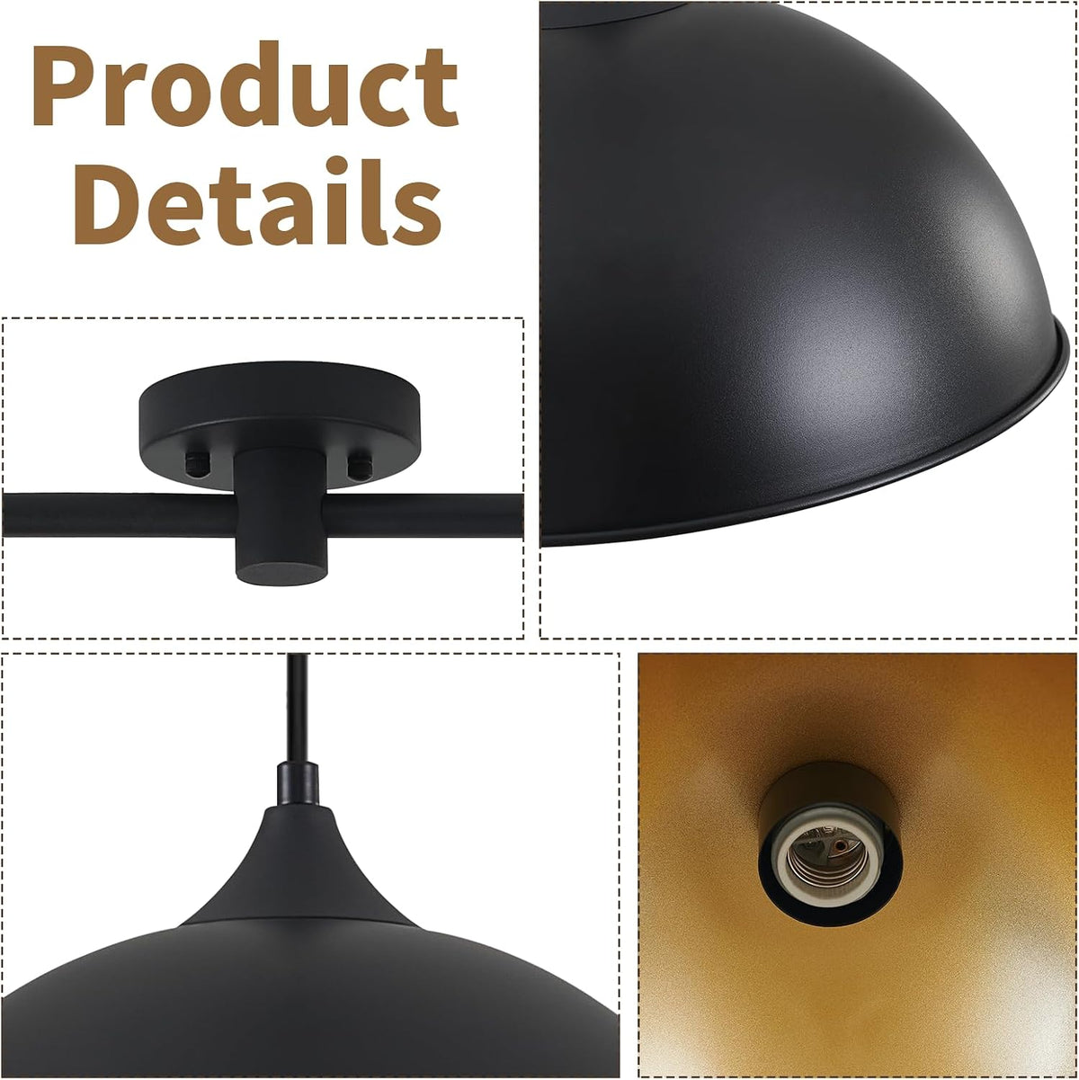 pendant lights kitchen island, 2-pack dome pendant light, close-up detail