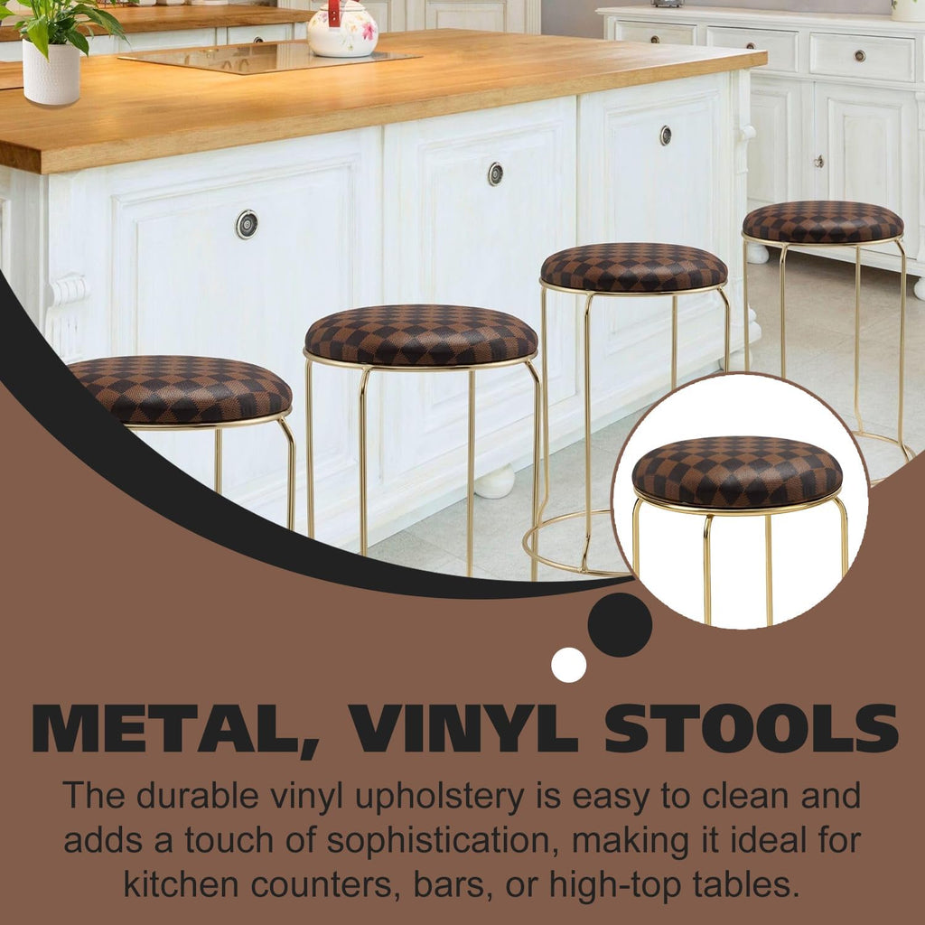 kings brand furniture 4-pack stack stools, upholstered w/metal, close-up detail