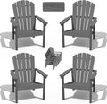 nevilywood Stackable Adirondack Chair, HDPE Outdoor Chair Set of 4, Grey