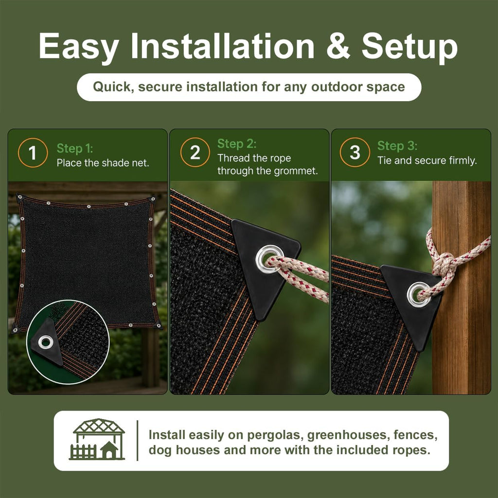 Shade Cloth for Garden, 90% Shade Tarp with Grommets, 20x20FT