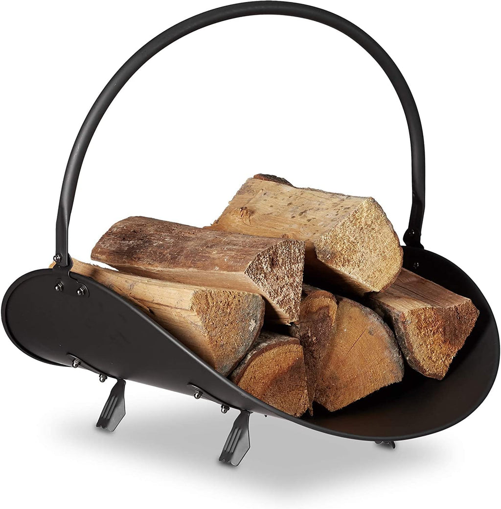 Black Log Holder Indoor and Outdoor Firewood Rack Hearth Basket