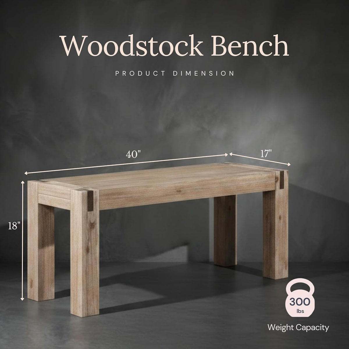 Alaterre Furniture Woodstock 40-Inch Entryway Bench with Bronze Metal Inset