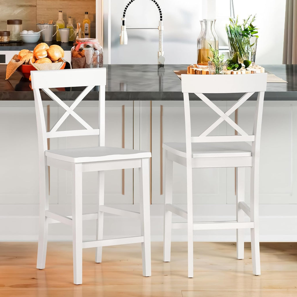 cozyman bar stools set of 2, 24" wooden, side view