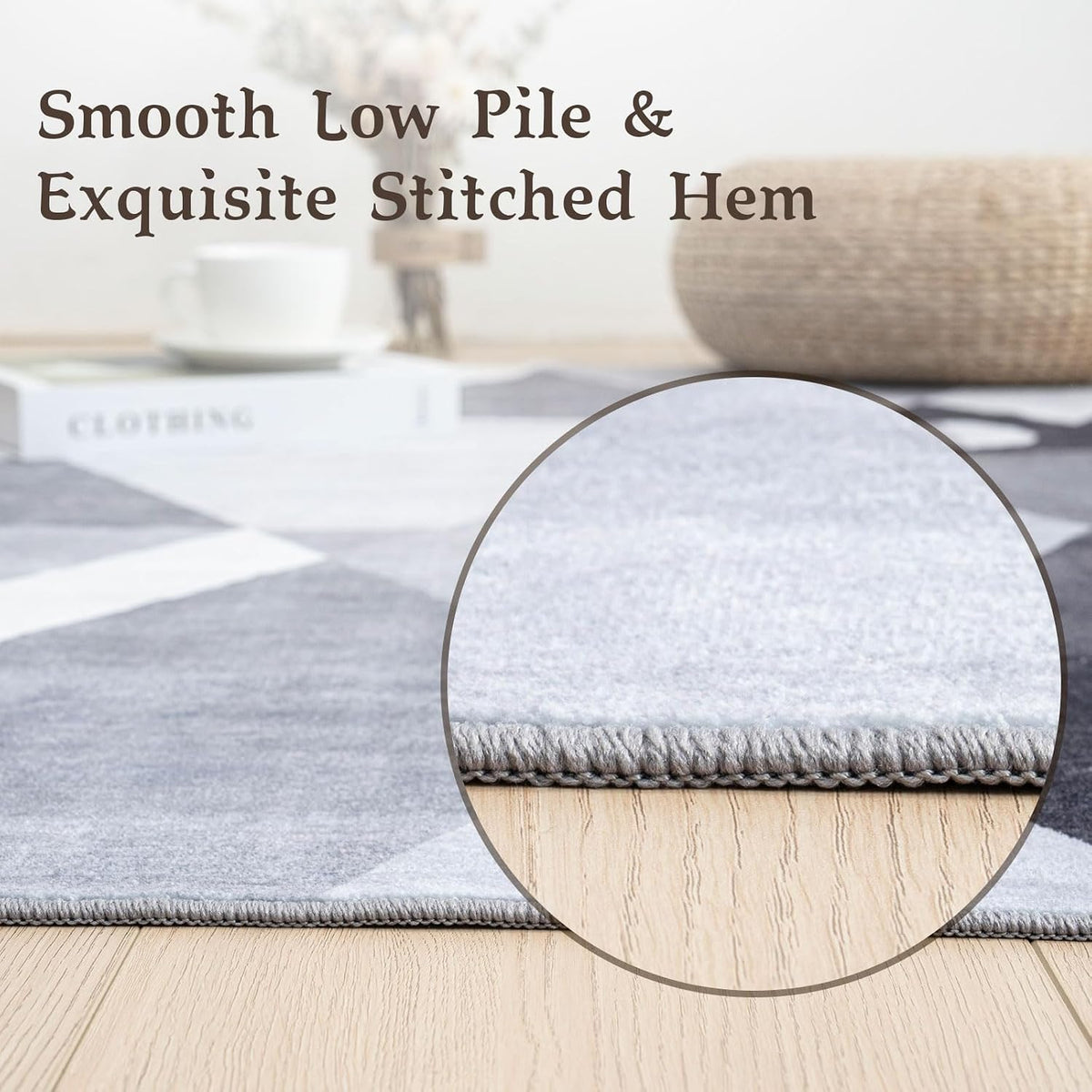 homfine washable modern area rug - geometric style showing dimensions