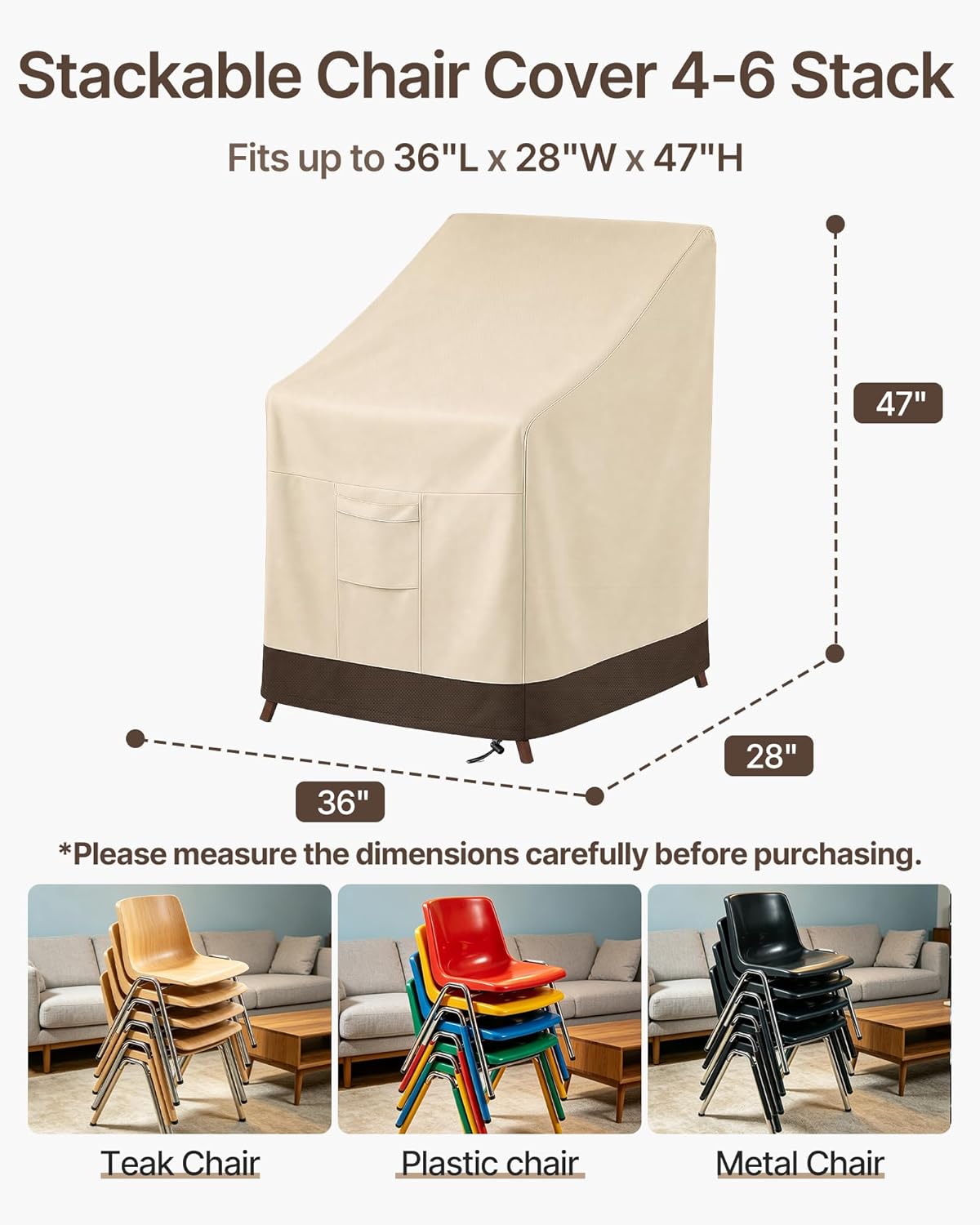 Vailge Stackable Patio Chair Covers & Outdoor Furniture Covers Waterproof