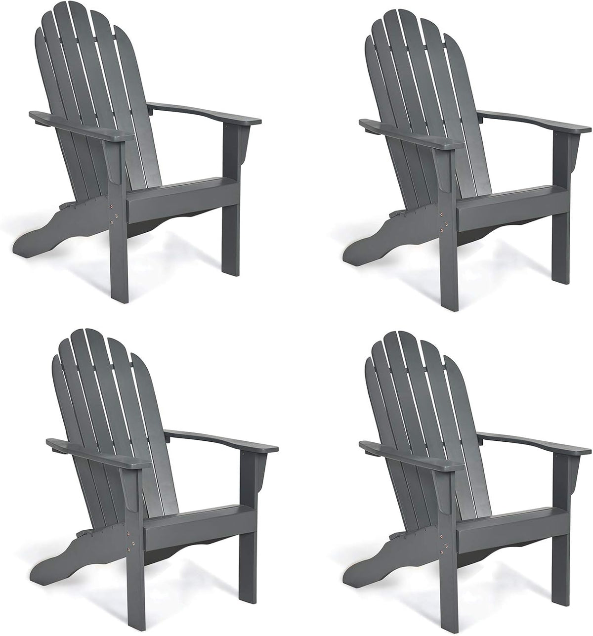 Giantex Adirondack Chair Set of 4 Acacia Wood Outdoor Chairs with 350 lbs Weight Capacity, Lounge Chair Armchair for Yard, Patio, Garden, Poolside, Balcony, Deck Fire Pit Chairs, Gray