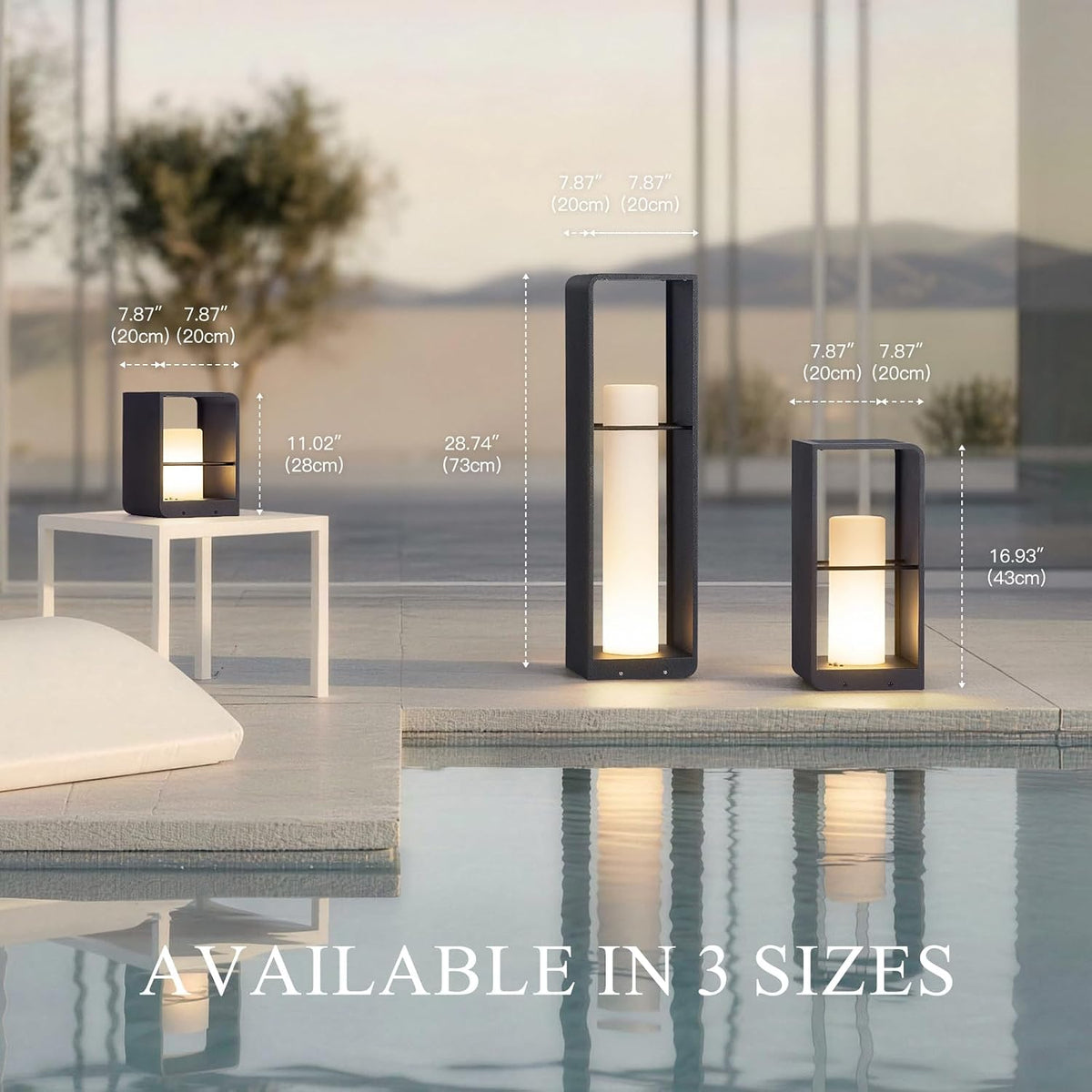 Smart Floor Lamp Dimmable, Solar Lanterns Outdoor with Remote Control