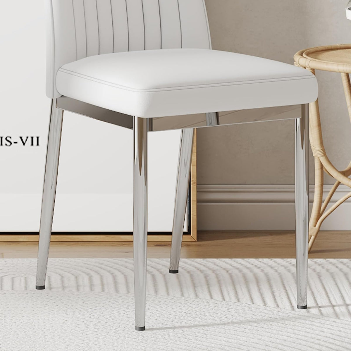 Modern Dining Chairs Set of 6,Dining Room Chairs Set of 6 with PU Leather and Chrome Leg High Back, Metal Chairs Sillas para Comedor Set de 6 for Kitchen, Living Room (WH-6)