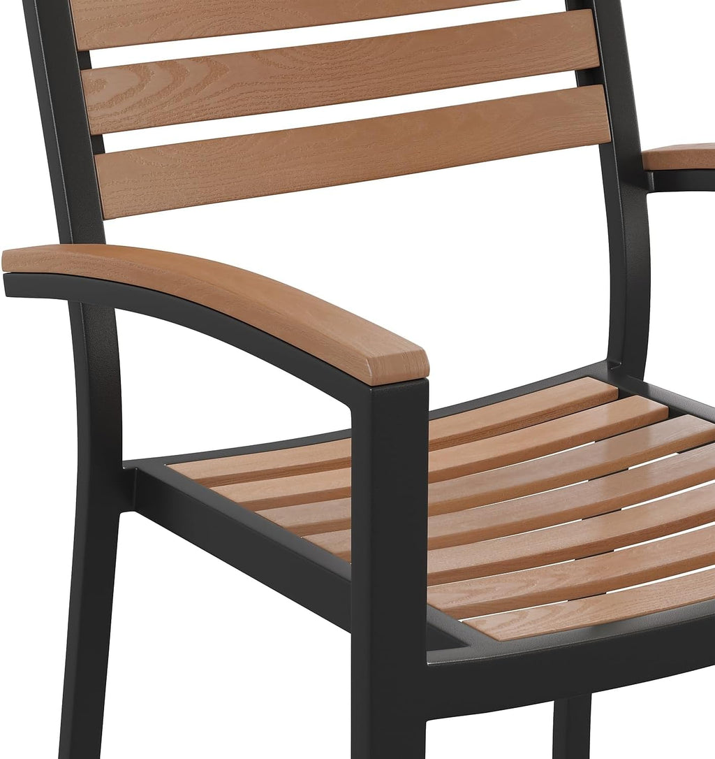 Flash Furniture Commercial Aluminum Stackable Side Chair, Black, 4-Pack