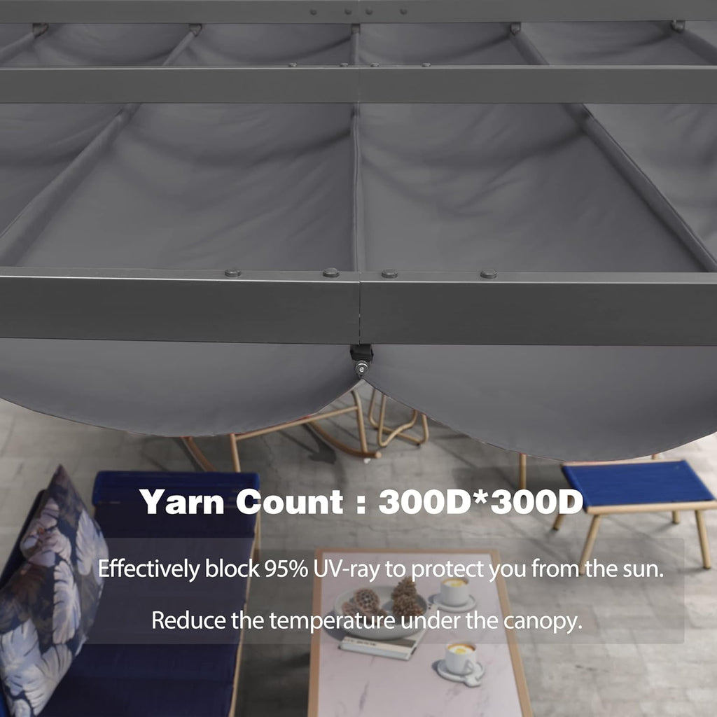 PURPLE LEAF Pergola Shade Cover 10'x12' Replacement Canopy Only, Gray
