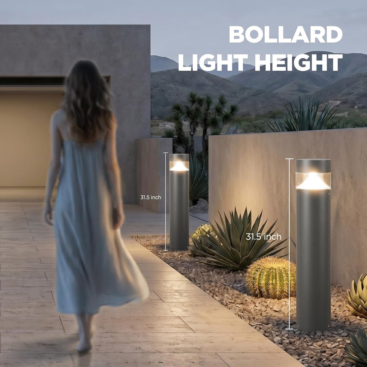 31.5'' Outdoor Pathway Lights Hard Wired, IP65 Waterproof Driveway Lights, AC100-240V Path Light, 3000K LED Bollard Light Outdoor, Modern Landscape Lighting for Walkway Garden Lawn Patio Yard