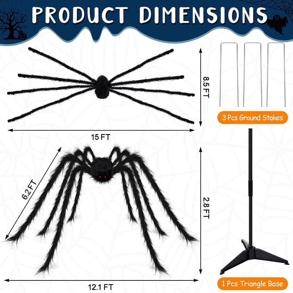15FT Halloween Giant Spider Outdoor Decorations - Scary Large Spider Props