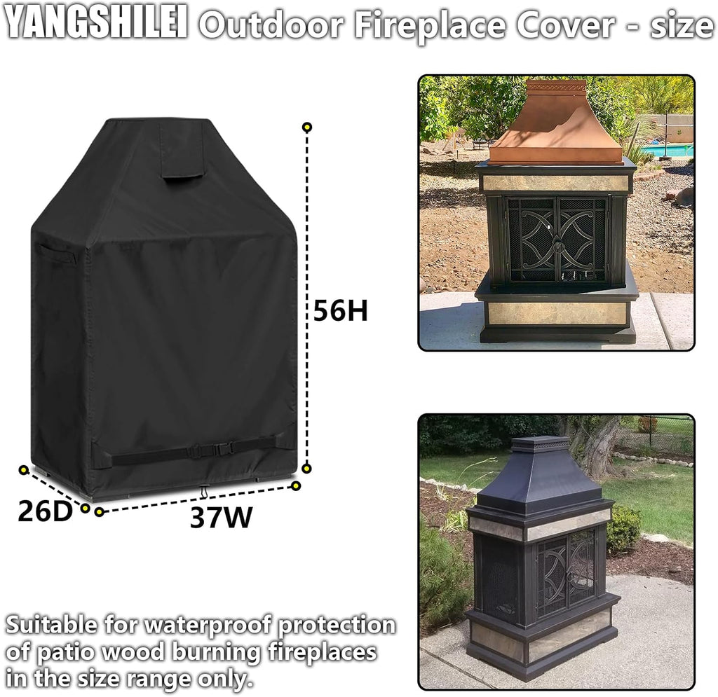 Outdoor Fireplace Cover 100% Waterproof - 37"W x 26"D x 56"H