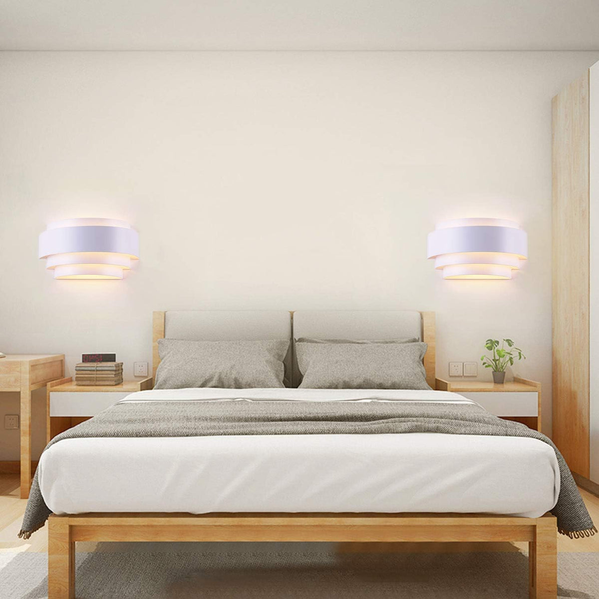 LightInTheBox Modern Wall Sconce Set of 2 Indoor Wall Light Fixture Half Moon Metal Wall Lamp White for Stair Hallway Home Theatre Bedroom (2PCS)