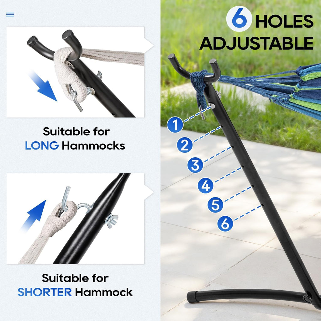FDW Portable Hammock Double Stand | No Hammock | Sturdy Steel Construction