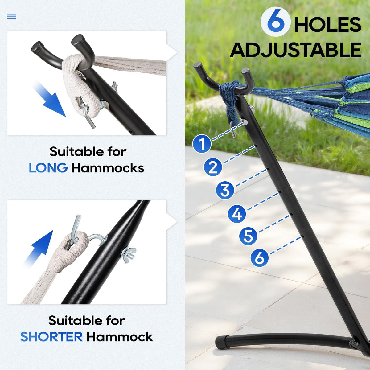 FDW Portable Hammock Double Stand | No Hammock | Sturdy Steel Construction
