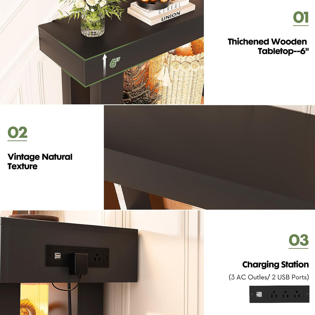 Unikito 47" Entryway Table with Sensor Light & AC Outlets with USB-C Ports
