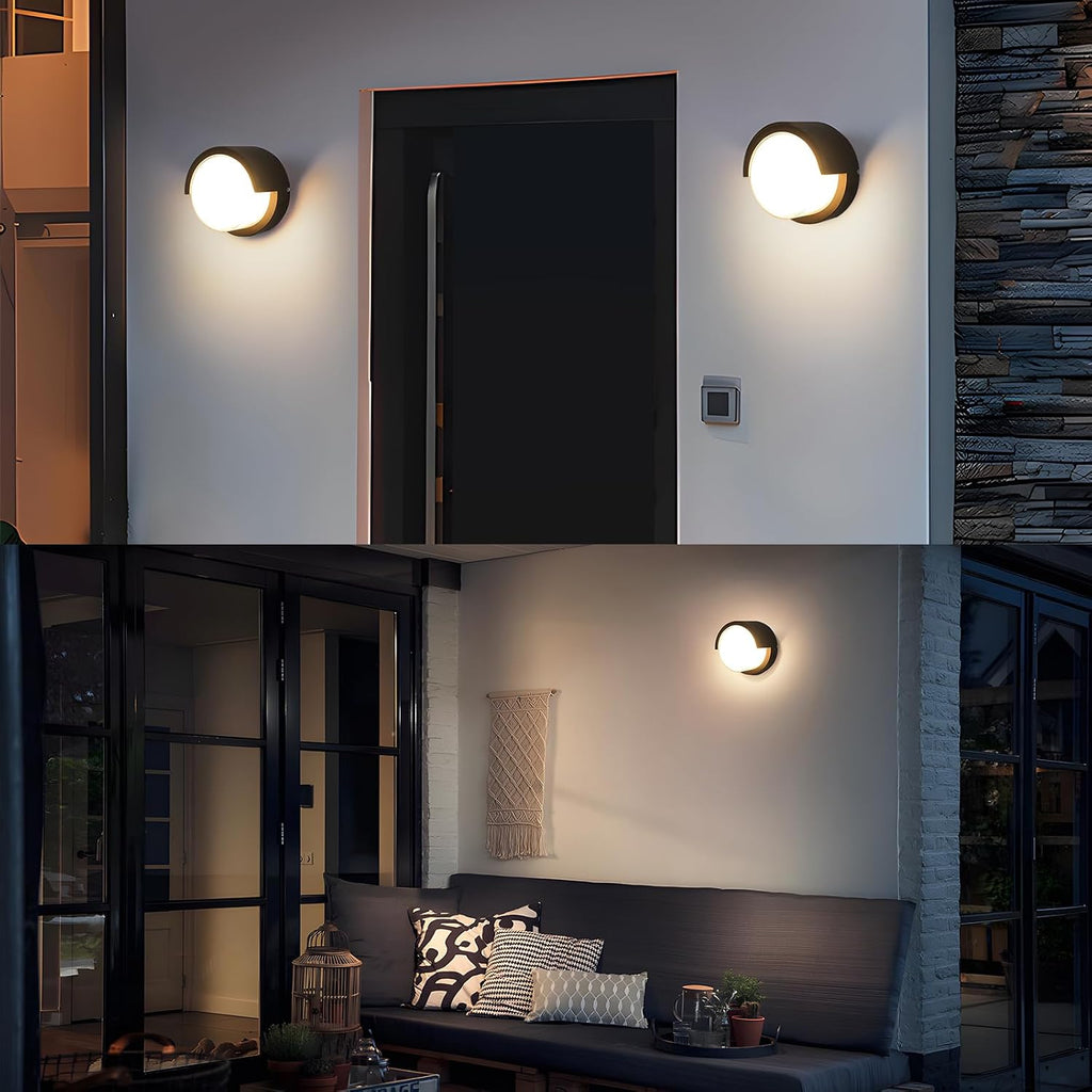 Aiwewin Round Outdoor Sconce Lights, Low Profile Outdoor Porch Lighting, Modern Light Fixtures, 12W 3200K for Patio, Deck(6.7 Inch)