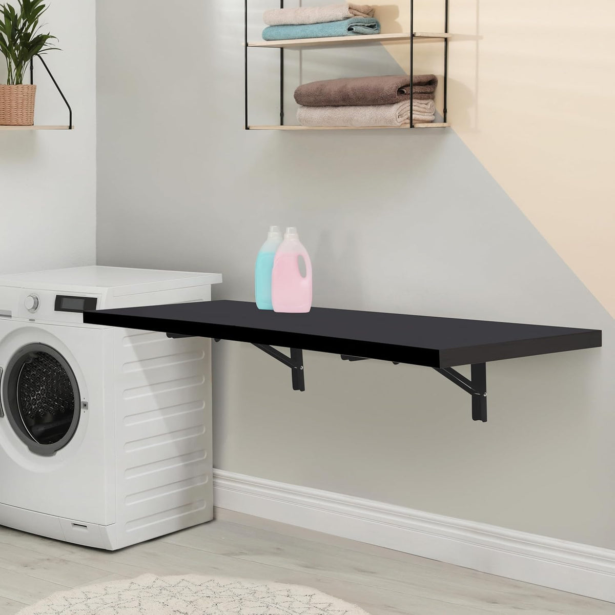 Wall Mounted Desk, Murphy Desk, Wall Mounted Folding Table, 48x16 Black