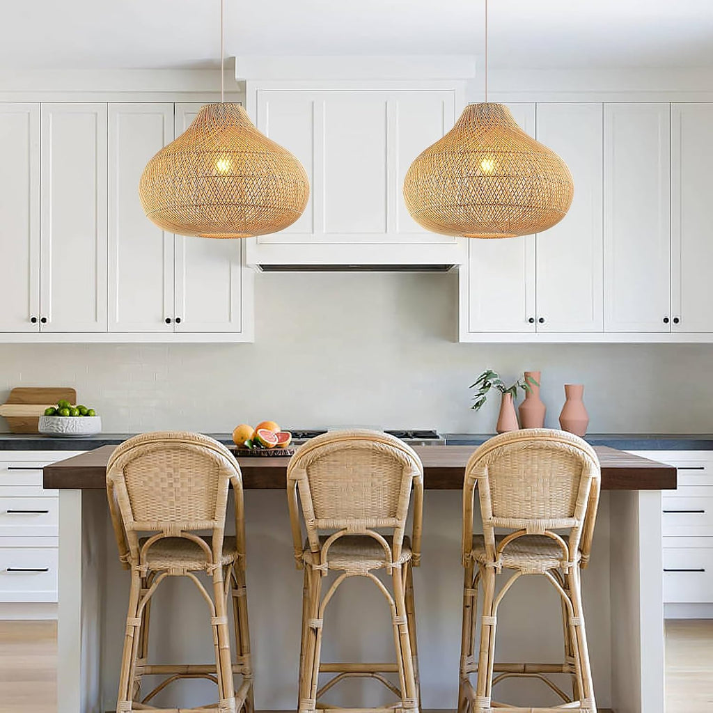 large rattan pendant light, 19.7" rattan boho wicker, package contents