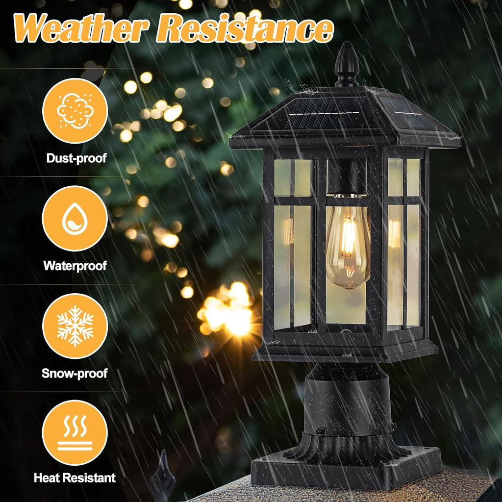 Brilvibera Solar Post Lights 2 Pack Outdoor Lamp Post Solar Light